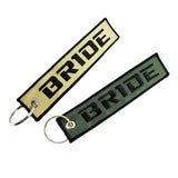 Embroidery JDM BRIDE RACING DOUBLE SIDE Racing Cell Holders Keychain Keyring X2