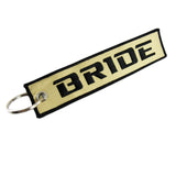 Embroidery JDM BRIDE RACING DOUBLE SIDE Racing Cell Holders Keychain Keyring X2