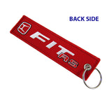 Embroidery JDM FIT RS RACING DOUBLE SIDE Racing Cell Holders Keychain Keyring X2