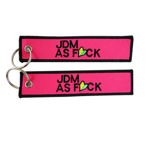 DOUBLE SIDED EMBROIDERED TAG For HONDA JDM AS FCK RACING CELL HOLDER KEYCHAINS X2