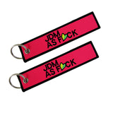 DOUBLE SIDED EMBROIDERED TAG For HONDA JDM AS FCK RACING CELL HOLDER KEYCHAINS X2