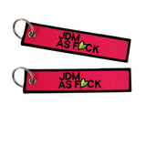 DOUBLE SIDED EMBROIDERED TAG For HONDA JDM AS FCK RACING CELL HOLDER KEYCHAINS X2