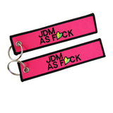 DOUBLE SIDED EMBROIDERED TAG For HONDA JDM AS FCK RACING CELL HOLDER KEYCHAINS X2
