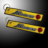 DOUBLE SIDED EMBROIDERED KEYCHAIN TAG For JDM J'S Racing CELL HOLDERS KEYRING X2