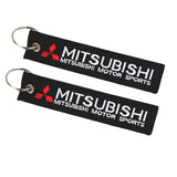 DOUBLE SIDED EMBROIDERED KEYCHAIN TAG For MITSUBISHI CELL HOLDERS KEYRING X2