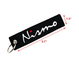 For EMBROIDERED DOUBLE SIDE JDM NISMO RACING KEYCHAIN CELL HOLDERS KEYRING X2