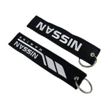 DOUBLE SIDED EMBROIDERED TAG For NISSAN RACING CELL HOLDER KEYCHAINS X2