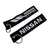 DOUBLE SIDED EMBROIDERED TAG For NISSAN RACING CELL HOLDER KEYCHAINS X2