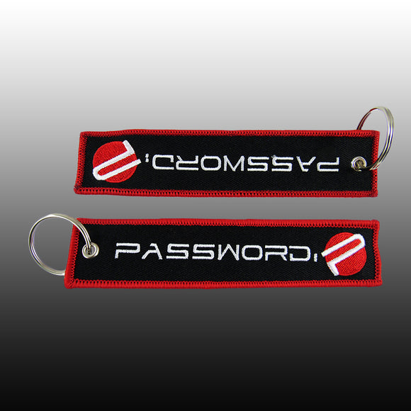 JDM Password EMBROIDERED KEYCHAIN Red Border CELL HOLDERS KEY RING KEY TAG X2