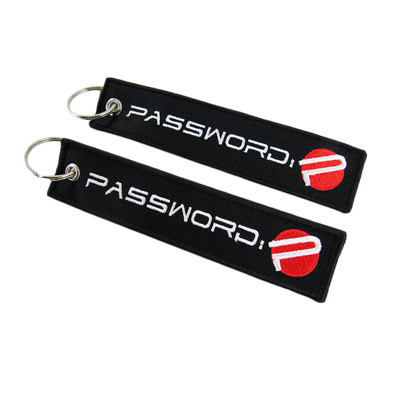 JDM Password EMBROIDERED KEYCHAIN KEY TAG CELL HOLDERS KEY RING X2