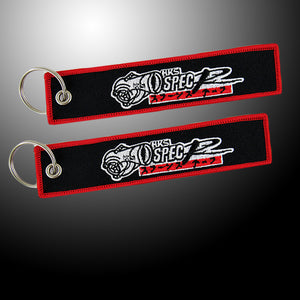 For HKS JDM DOUBLE SIDED EMBROIDERED KEY TAG KEYCHAIN CELL HOLDERS KEY RING X2