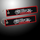 For HKS JDM DOUBLE SIDED EMBROIDERED KEY TAG KEYCHAIN CELL HOLDERS KEY RING X2