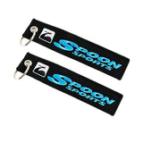 Spoon Sports Type One Set Black & Blue Seat Belt Cover with DOUBLE SIDED EMBROIDERED KEYRING TAG