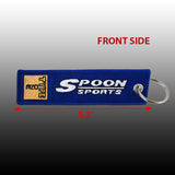 JDM Spoon Sports Set Type One Black & Blue Soft Cotton Embroidery Seat Belt Cover Shoulder Pads with Keychains