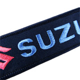For SUZUKI DOUBLE SIDED EMBROIDERED KEY TAG KEYCHAIN CELL HOLDERS KEY RING X2