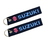 For SUZUKI DOUBLE SIDED EMBROIDERED KEY TAG KEYCHAIN CELL HOLDERS KEY RING X2