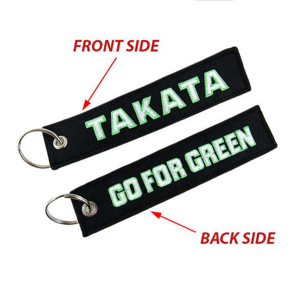 EMBROIDERED DOUBLE SIDED KEYCHAIN TAG JDM TAKATA Racing CELL HOLDERS KEYRING X2