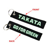 EMBROIDERED DOUBLE SIDED KEYCHAIN TAG JDM TAKATA Racing CELL HOLDERS KEYRING X2