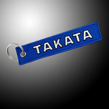 EMBROIDERED DOUBLE SIDED KEYCHAIN TAG Blue JDM TAKATA Racing CELL HOLDERS KEYRING X2