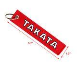EMBROIDERED DOUBLE SIDED KEYCHAIN TAG RED JDM TAKATA Racing CELL HOLDERS KEYRING X2