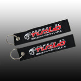 New For EMBROIDERED DOUBLE SIDE JDM TURBO Black KEYCHAIN CELL HOLDERS KEYRING X2
