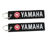 For YAMAHA DOUBLE SIDED EMBROIDERED BLACK KEY TAG KEYCHAIN CELL HOLDERS KEY RING X2