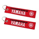 For YAMAHA DOUBLE SIDED EMBROIDERED RED KEY TAG KEYCHAIN CELL HOLDERS KEY RING X2