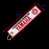 For YAMAHA DOUBLE SIDED EMBROIDERED WHITE KEY TAG KEYCHAIN CELL HOLDERS KEY RING X2