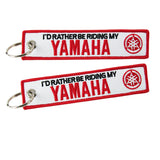 For YAMAHA DOUBLE SIDED EMBROIDERED WHITE KEY TAG KEYCHAIN CELL HOLDERS KEY RING X2