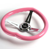 Universal Heart Shaped Racing Pink Steering Wheel Set Car ABS JDM
