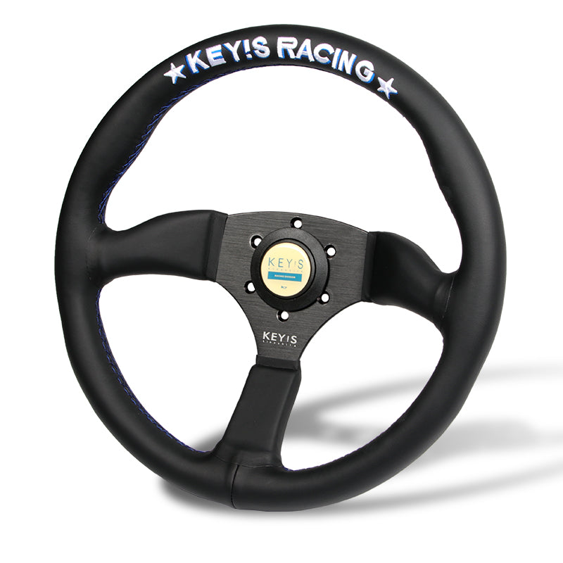 340mm KEY's Racing Deep Dish Embroidery Leather Steering Wheel