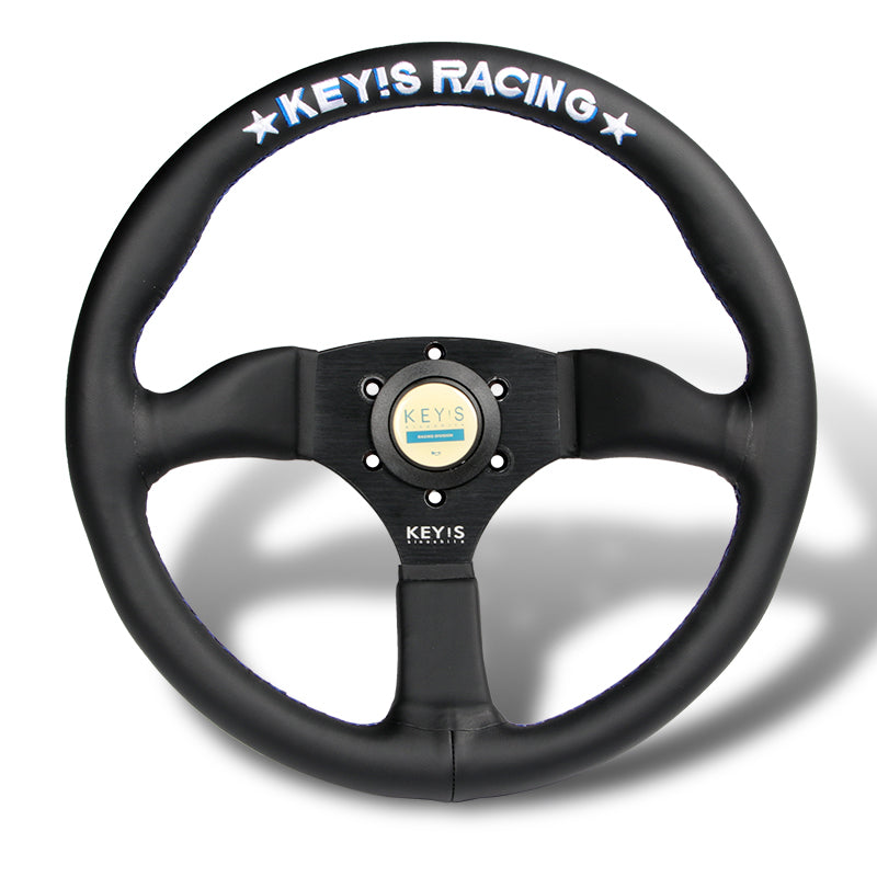 340mm KEY's Racing Deep Dish Embroidery Leather Steering Wheel
