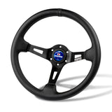 Black Line 350mm MOMO Racing Steering Wheel Microfiber Leather with MOMO Horn Button