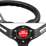Black Line 350mm MOMO Racing Steering Wheel Microfiber Leather with MOMO Horn Button