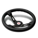 Black Line 350mm MOMO Racing Steering Wheel Microfiber Leather with MOMO Horn Button