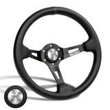 Black Line 350mm Racing Steering Wheel Microfiber Leather For Silver momo hub X1