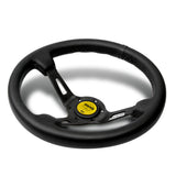 Black Line 350mm Racing Steering Wheel Microfiber Leather For YLBKA momo hub X1