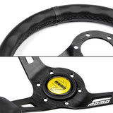 Black Line 350mm Racing Steering Wheel Microfiber Leather For YLBKA momo hub X1