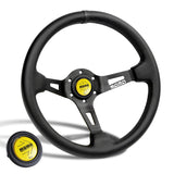 Black Line 350mm Racing Steering Wheel Microfiber Leather For YLBKA momo hub X1