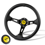 Black Line 350mm Racing Steering Wheel Microfiber Leather For YLBKA momo hub X1