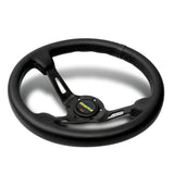 Black Line 350mm Racing Steering Wheel Microfiber Leather For YO momo hub X1