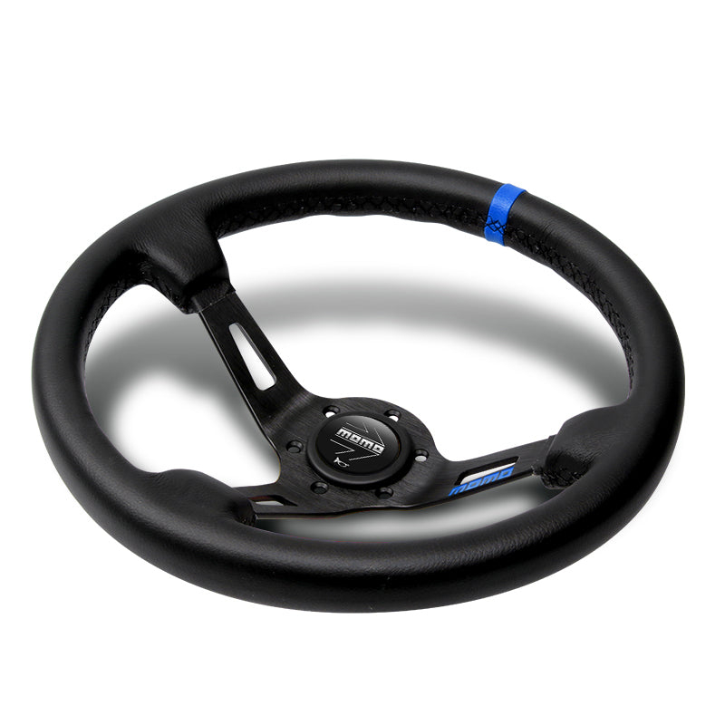 Blue Line 350mm MOMO Racing Steering Wheel Microfiber Leather with