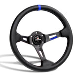 Blue Line 350mm MOMO Racing Steering Wheel Microfiber Leather with MOMO Horn Button