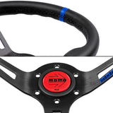 Blue Line 350mm MOMO Racing Deep Dish Steering Wheel Microfiber Leather For Red Black momo hub