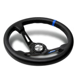 Blue Line 350mm Racing Steering Wheel Microfiber Leather For Silver momo hub X1