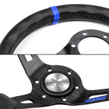 Blue Line 350mm Racing Steering Wheel Microfiber Leather For Silver momo hub X1