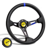 Blue Line 350mm Racing Steering Wheel Microfiber Leather For YLBKA momo hub X1