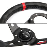 Red Line 350mm Racing Steering Wheel Microfiber Leather For momo hub X1 (BKSL