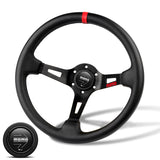 Red Line 350mm Racing Steering Wheel Microfiber Leather For momo hub X1 (BKSL