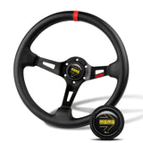 Red Line 350mm Racing Steering Wheel Microfiber Leather For momo hub X1 (BKYL00